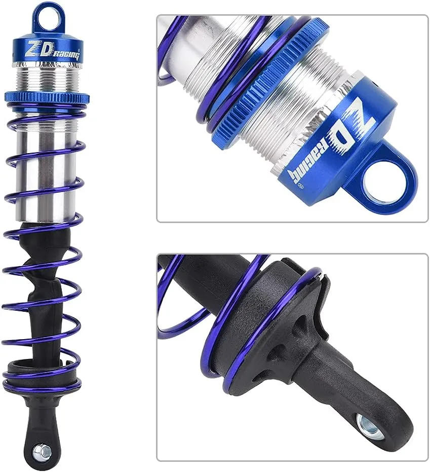 1 8 RC Car Metal Oil Pressure Adjustable 2pcs Front Shock Damper 2pcs Rear Shock Damper RC Car Accessories (Blue)