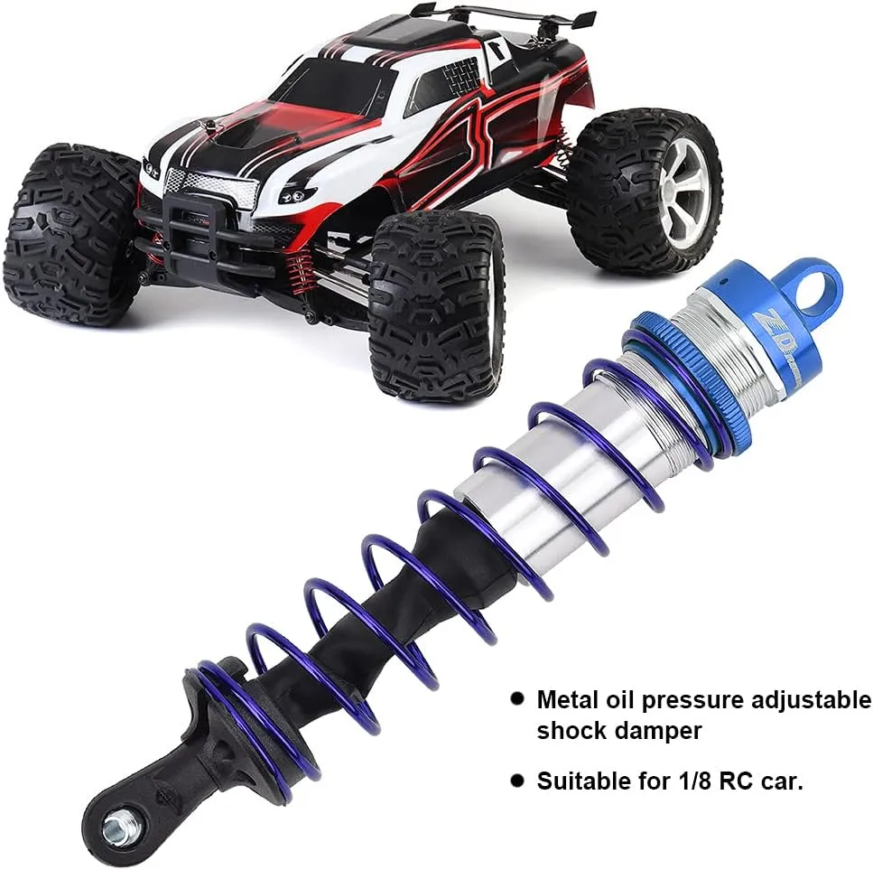 1 8 RC Car Metal Oil Pressure Adjustable 2pcs Front Shock Damper 2pcs Rear Shock Damper RC Car Accessories (Blue)