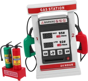 1 Set DIY Gas Station Model Kit with Voice Function Dual Digital Display for Realistic Play Enhance Math Skills and Imagination Self Service Nozzle