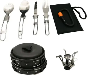 1 Set Outdoor Portable Camping Cookware Lightweight Foldable Cooking Utensils for People Durable Design for Hiking and to Store and Carry