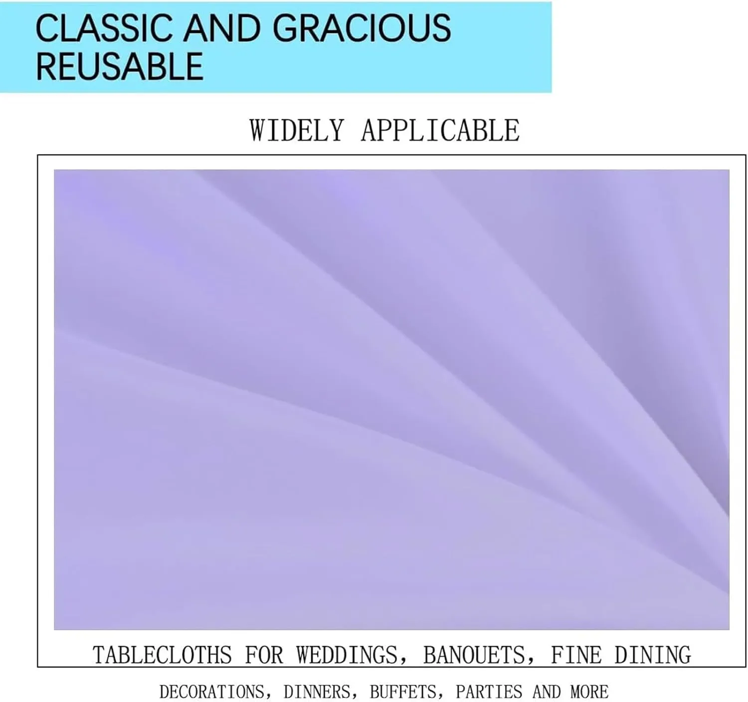 10 Pack Lavender Tablecloth 60x102 inch Polyester Fabric Tablecloths for 6 Foot Rectangle Tables Wrinkle Resistant Linen Tablecloth Washable Table Covers for Party Wedding Events and Camping