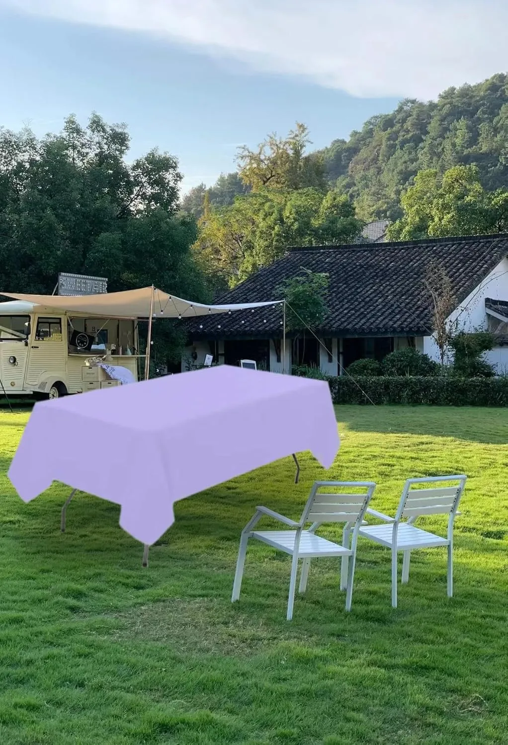 10 Pack Lavender Tablecloth 60x102 inch Polyester Fabric Tablecloths for 6 Foot Rectangle Tables Wrinkle Resistant Linen Tablecloth Washable Table Covers for Party Wedding Events and Camping