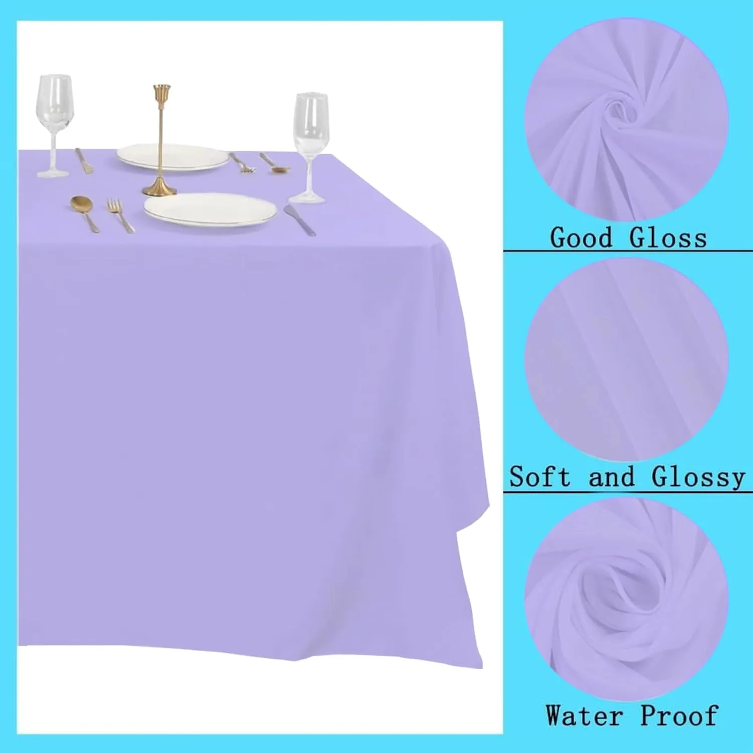 10 Pack Lavender Tablecloth 60x102 inch Polyester Fabric Tablecloths for 6 Foot Rectangle Tables Wrinkle Resistant Linen Tablecloth Washable Table Covers for Party Wedding Events and Camping
