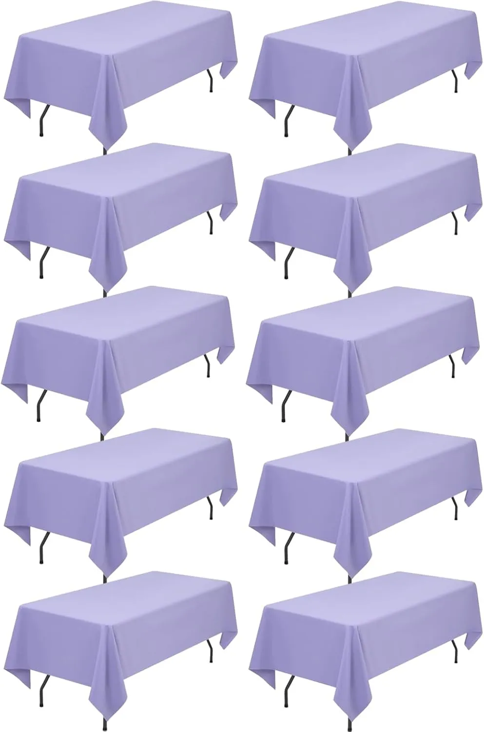 10 Pack Lavender Tablecloth 60x102 inch Polyester Fabric Tablecloths for 6 Foot Rectangle Tables Wrinkle Resistant Linen Tablecloth Washable Table Covers for Party Wedding Events and Camping