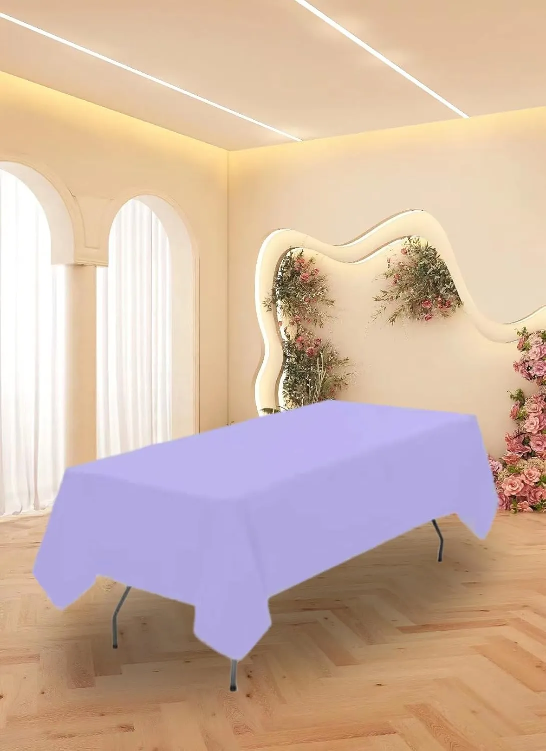 10 Pack Lavender Tablecloth 60x102 inch Polyester Fabric Tablecloths for 6 Foot Rectangle Tables Wrinkle Resistant Linen Tablecloth Washable Table Covers for Party Wedding Events and Camping