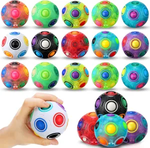 10 Pcs Rainbow Puzzle Magical Fidget Ball Toys Stress Reliever for Teens and Adults, Boys and Girls, Birthday Christmas Stocking Stuffers Toy