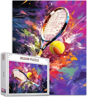 1000 Piece Jigsaw Puzzle for Adults Tennis Ball Jigsaw Puzzles 27×20 Inches Graffiti Street Art Sport Puzzle Unique Gift for Boy Man Ball Art Toys Colorful DIY Puzzles Perfect for Game Nights