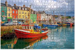 1000 Piece Jigsaw Puzzle Game, Colorful Cobh Town Ireland Large Puzzle Artwork for Adults Teens Challenging Puzzle Game Nights Toy Gift