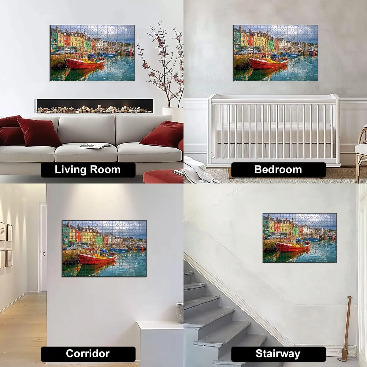 1000 Piece Jigsaw Puzzle Game, Colorful Cobh Town Ireland Large Puzzle Artwork for Adults Teens Challenging Puzzle Game Nights Toy Gift