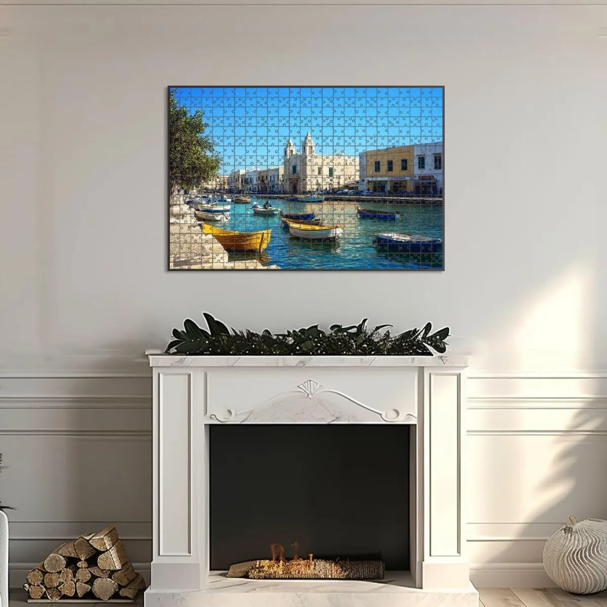 1000 Piece Jigsaw Puzzle Game, Colorful Molfetta Italy Large Puzzle Artwork for Adults Teens Challenging Puzzle Game Nights Toy Gift
