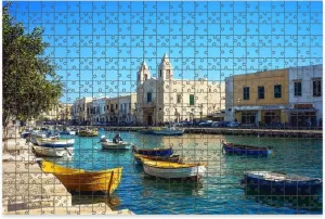 1000 Piece Jigsaw Puzzle Game, Colorful Molfetta Italy Large Puzzle Artwork for Adults Teens Challenging Puzzle Game Nights Toy Gift