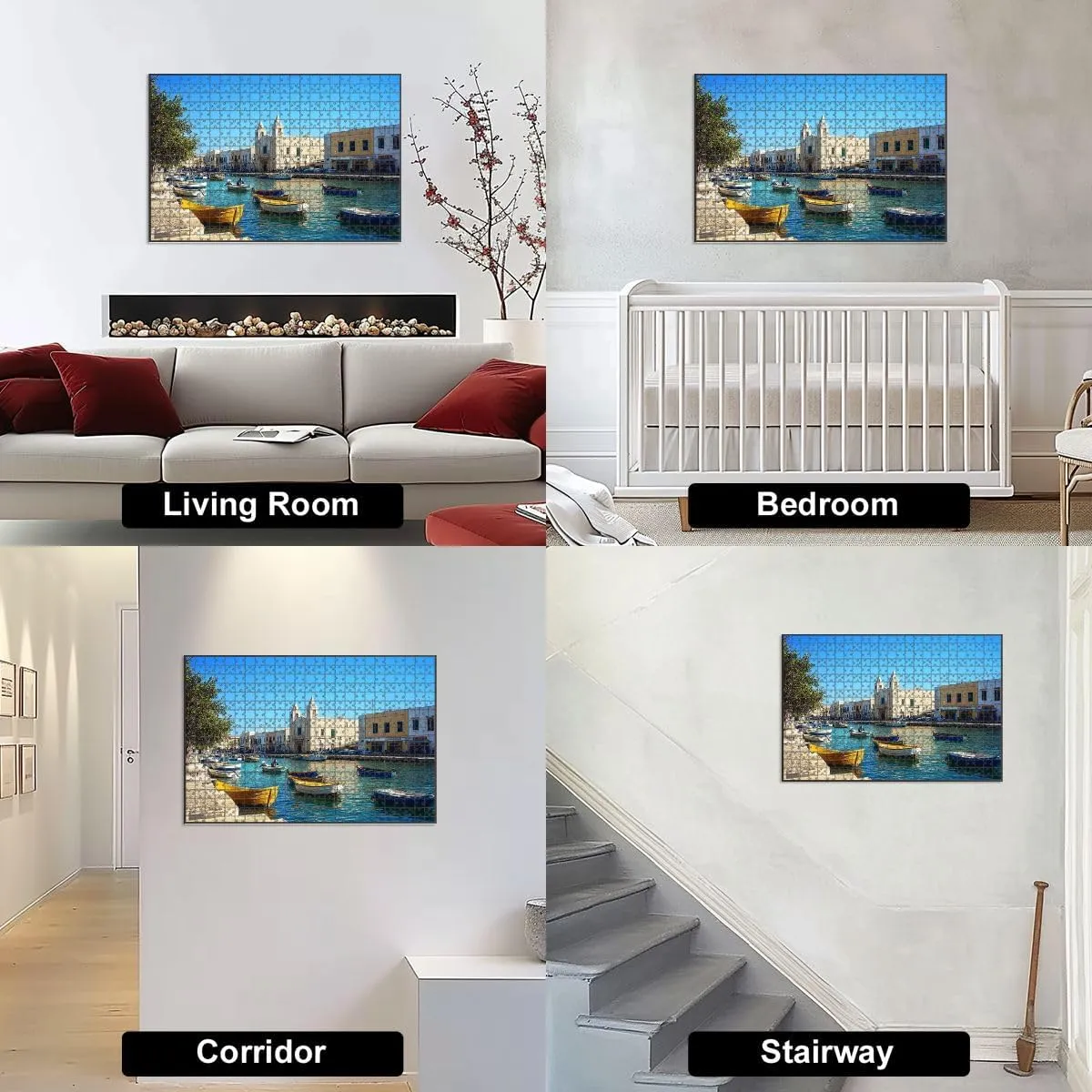 1000 Piece Jigsaw Puzzle Game, Colorful Molfetta Italy Large Puzzle Artwork for Adults Teens Challenging Puzzle Game Nights Toy Gift