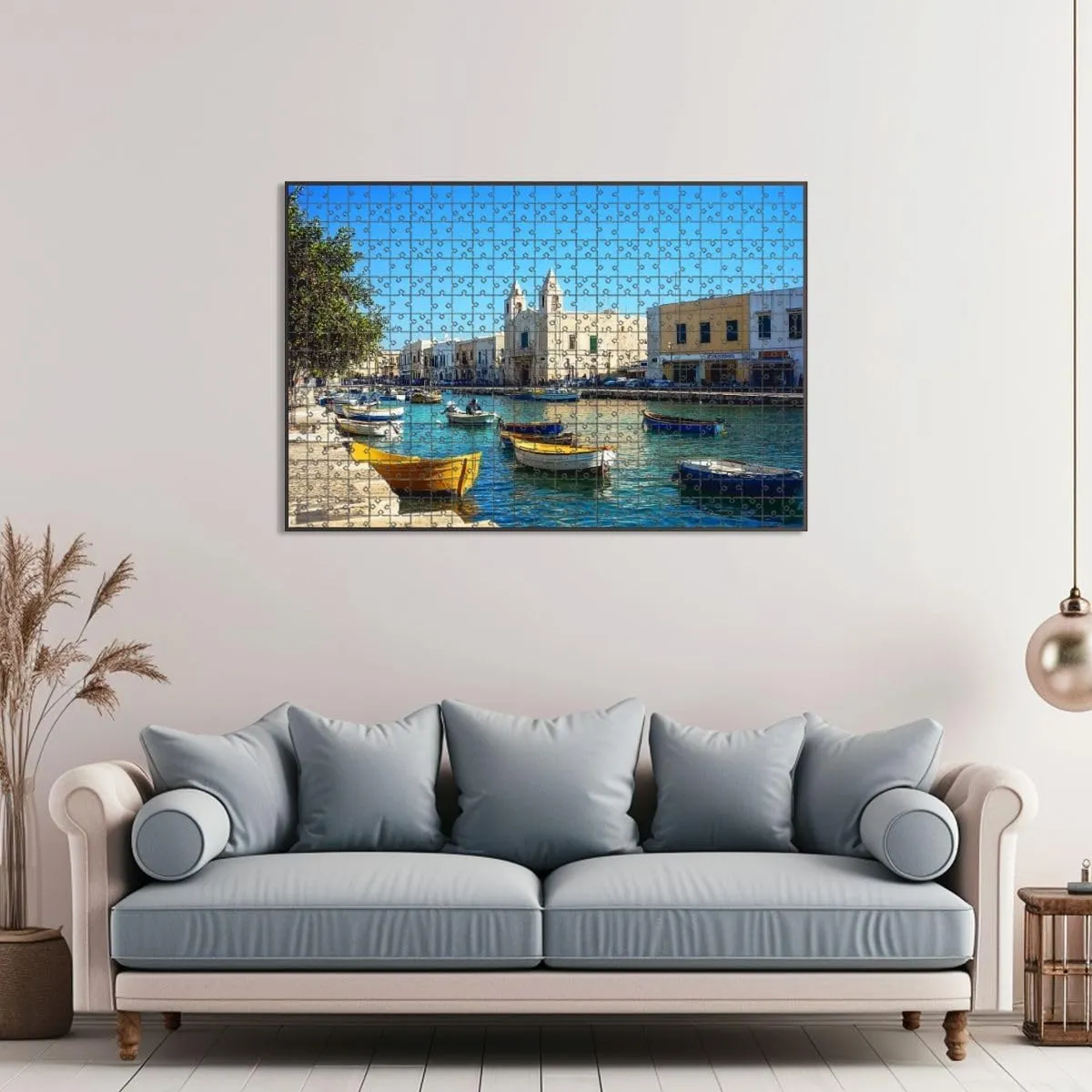 1000 Piece Jigsaw Puzzle Game, Colorful Molfetta Italy Large Puzzle Artwork for Adults Teens Challenging Puzzle Game Nights Toy Gift