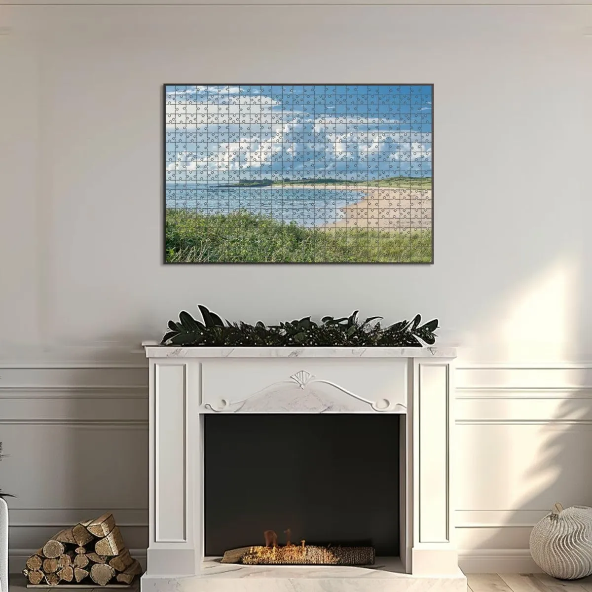 1000 Piece Jigsaw Puzzle Game, Colorful North Sunderland Beach Large Puzzle Artwork for Adults Teens Challenging Puzzle Game Nights Toy Gift