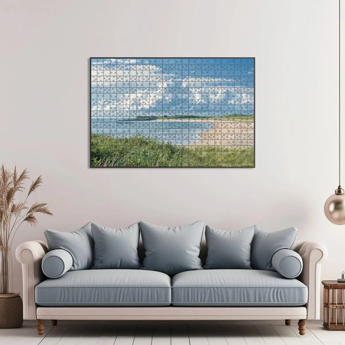 1000 Piece Jigsaw Puzzle Game, Colorful North Sunderland Beach Large Puzzle Artwork for Adults Teens Challenging Puzzle Game Nights Toy Gift