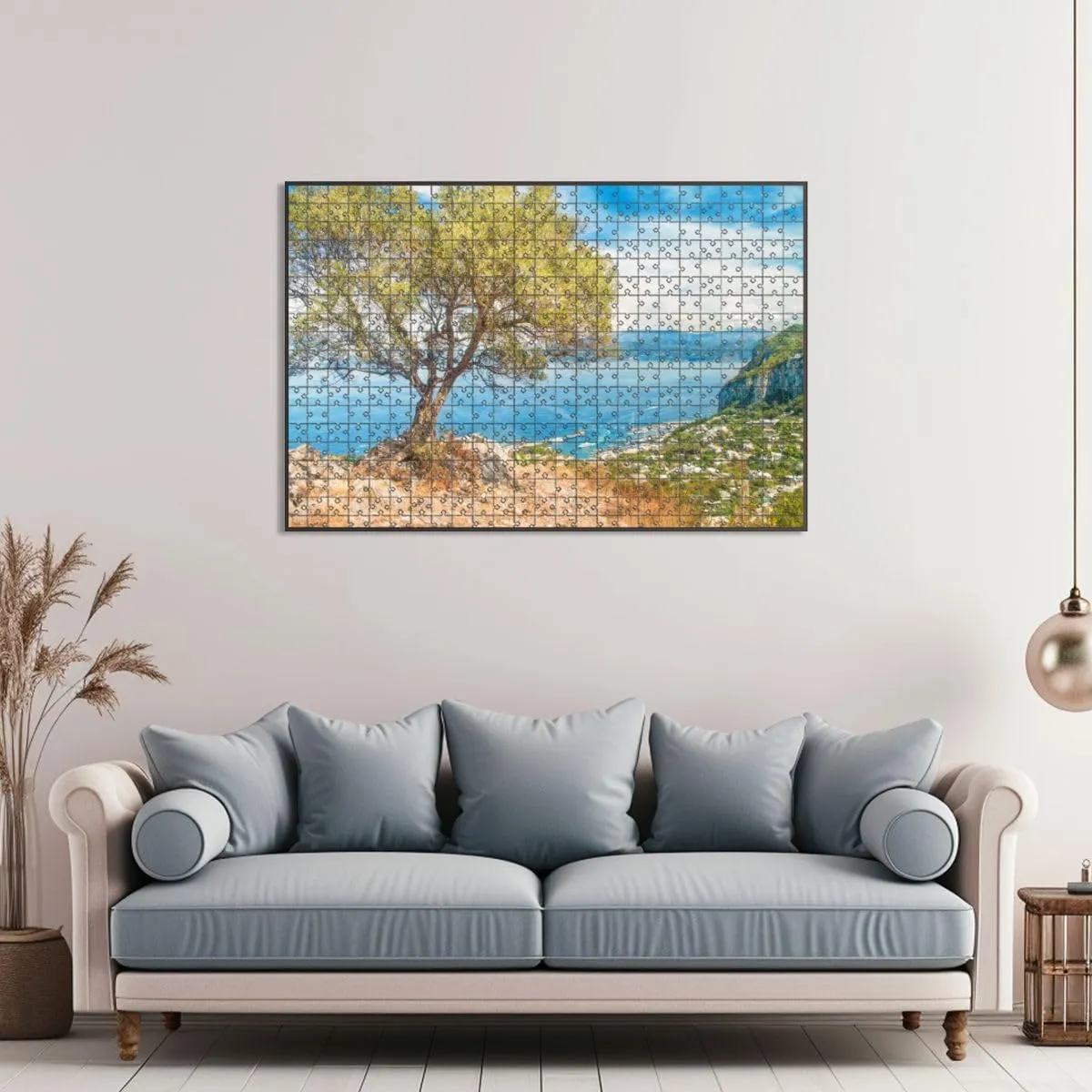 1000 Piece Jigsaw Puzzle Game, Colorful Old Olive Tree Marina Large Puzzle Artwork for Adults Teens Challenging Puzzle Game Nights Toy Gift