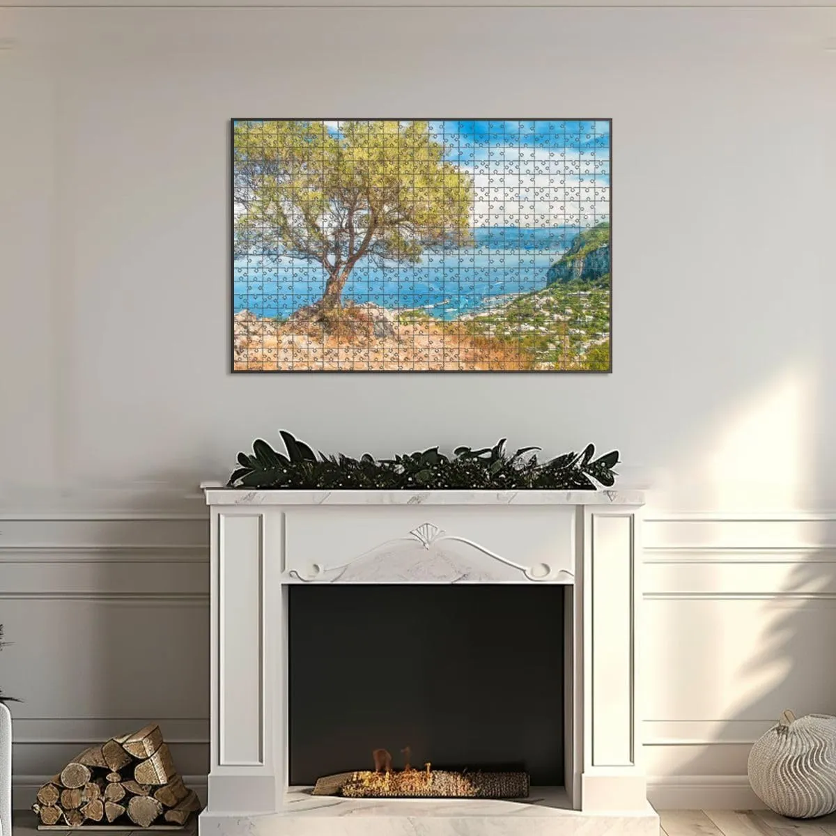 1000 Piece Jigsaw Puzzle Game, Colorful Old Olive Tree Marina Large Puzzle Artwork for Adults Teens Challenging Puzzle Game Nights Toy Gift