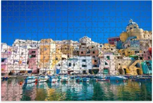 1000 Piece Jigsaw Puzzle Game, Colorful Procida Colorful Island Mediterranean Sea Coast Naples Italy Large Puzzle Artwork for Adults Teens Challenging Puzzle Game Nights Toy Gift