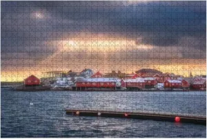 1000 Piece Jigsaw Puzzle Game - Norwegian Fishing Village and sea Coast at Sunset Lofoten Islands Colorful Large Puzzles Artwork Hard Puzzles for Adults Teens Puzzle Game Gift