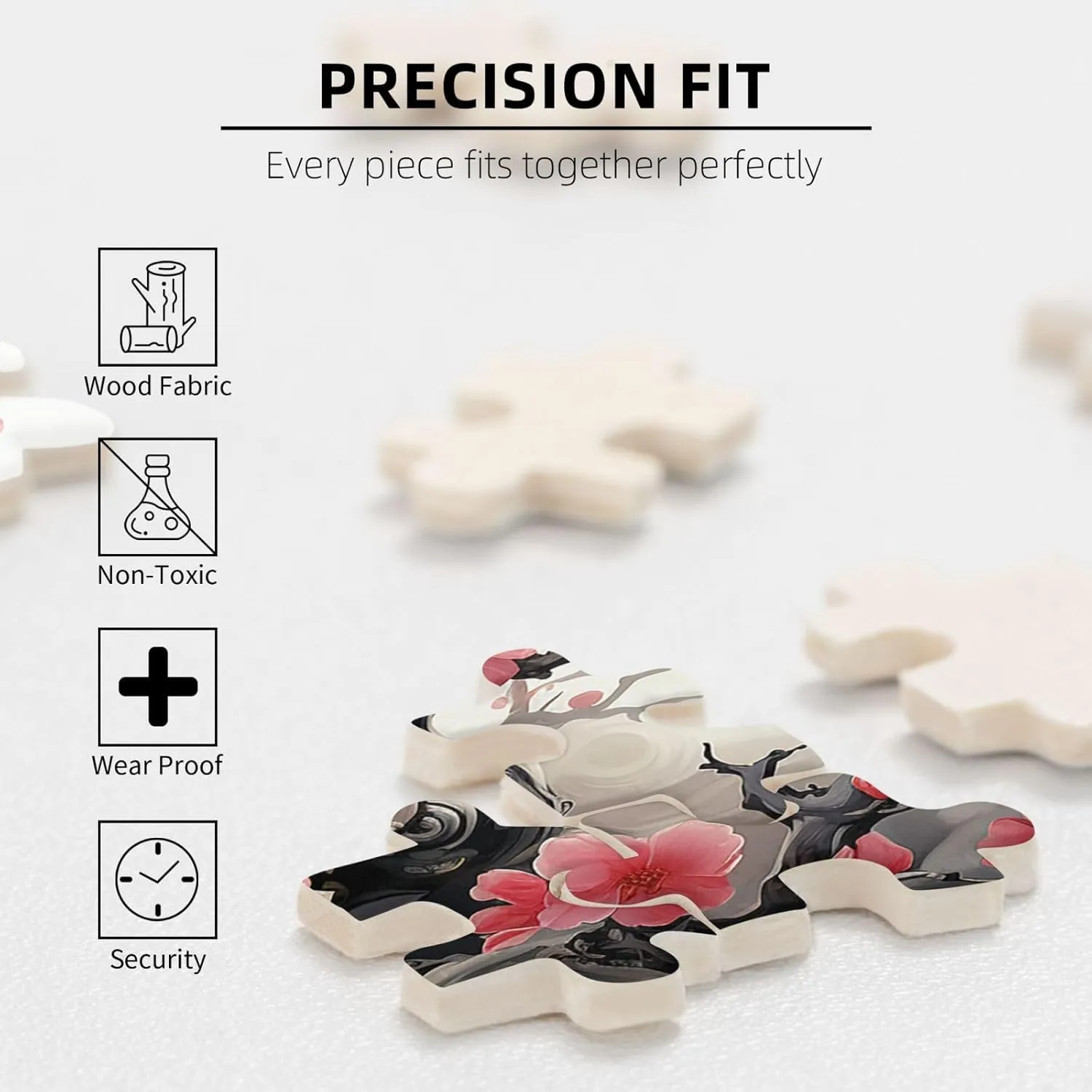 1000 Piece Jigsaw Puzzles for Adults Challenging Puzzle Wooden Picture Puzzle Personalized Custom Red Plum Fish Wood Puzzle for Family Game Nights Gifts 29.5x19.7 inches Puzzle