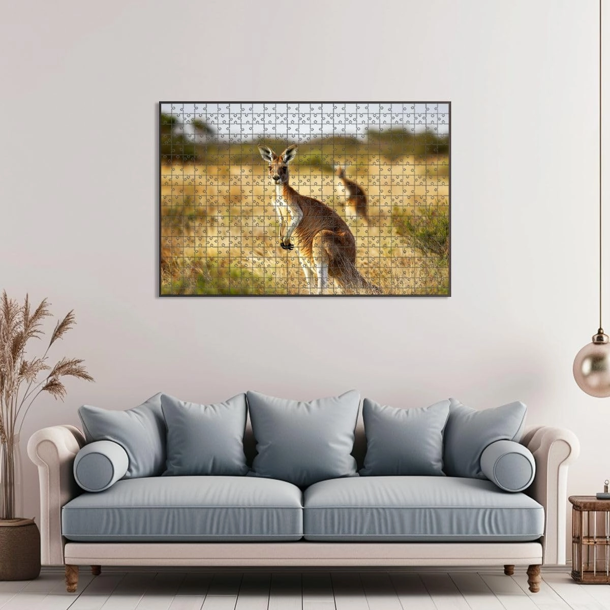 1000 Piece Jigsaw Puzzle Game, Colorful Red Kangaroo grasslands Australian Outback Large Puzzle Artwork for Adults Teens Challenging Puzzle Game Nights Toy Gift