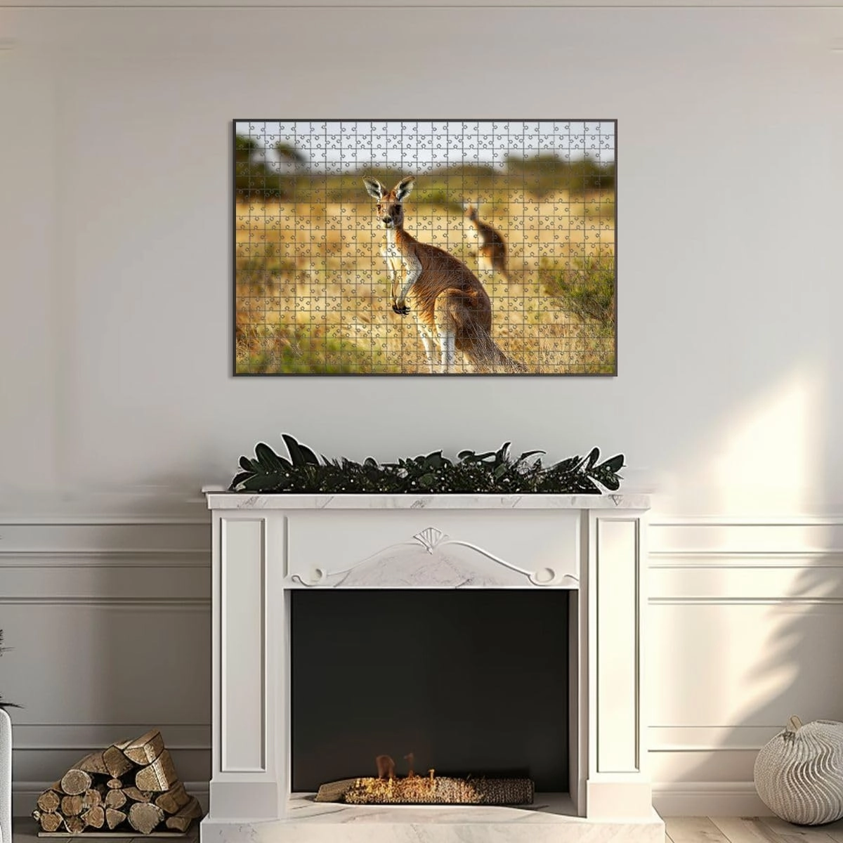 1000 Piece Jigsaw Puzzle Game, Colorful Red Kangaroo grasslands Australian Outback Large Puzzle Artwork for Adults Teens Challenging Puzzle Game Nights Toy Gift