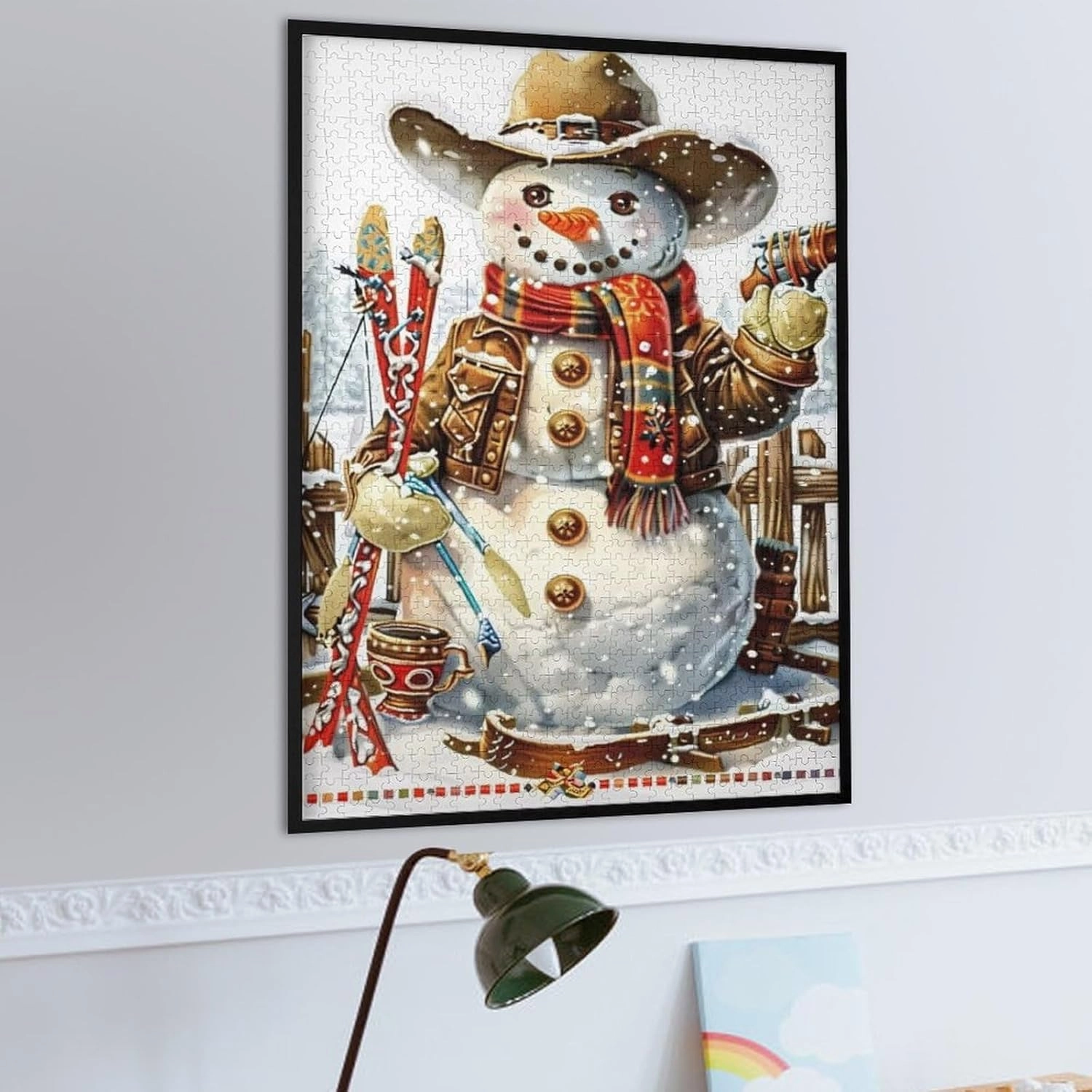 1000 Pieces Wooden Puzzles Adults for All Cowboy Snowman Ski Art Very Proud Challenge - Enjoy The Dream of Traveling The World Anytime,Anywhere Room Decor Home Decor