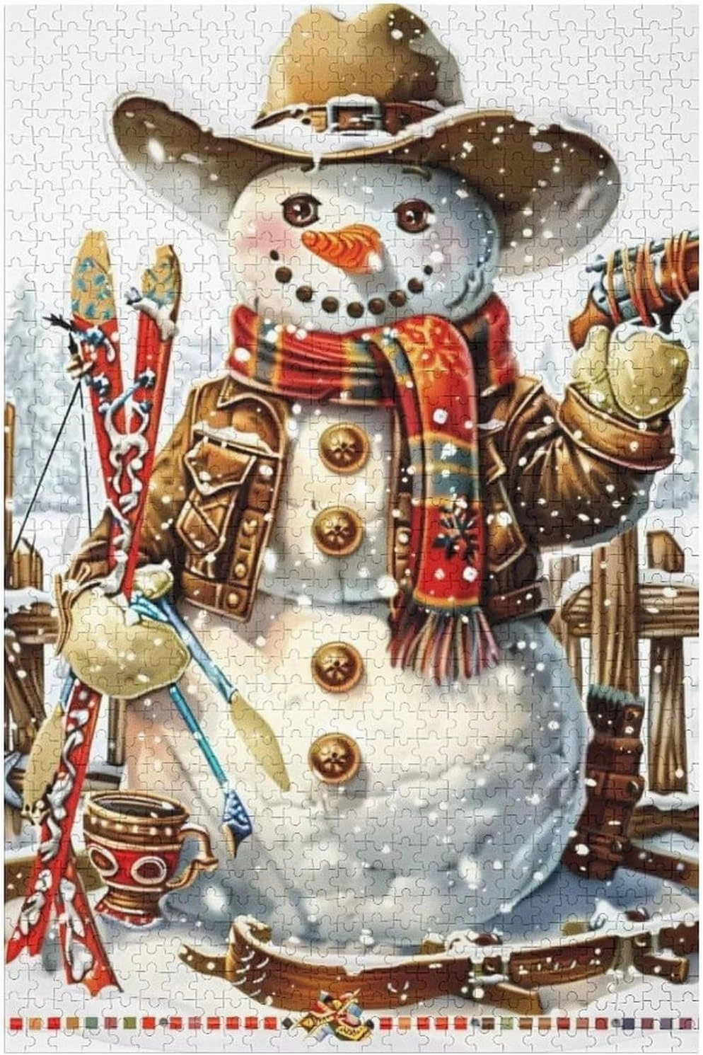 1000 Pieces Wooden Puzzles Adults for All Cowboy Snowman Ski Art Very Proud Challenge - Enjoy The Dream of Traveling The World Anytime,Anywhere Room Decor Home Decor