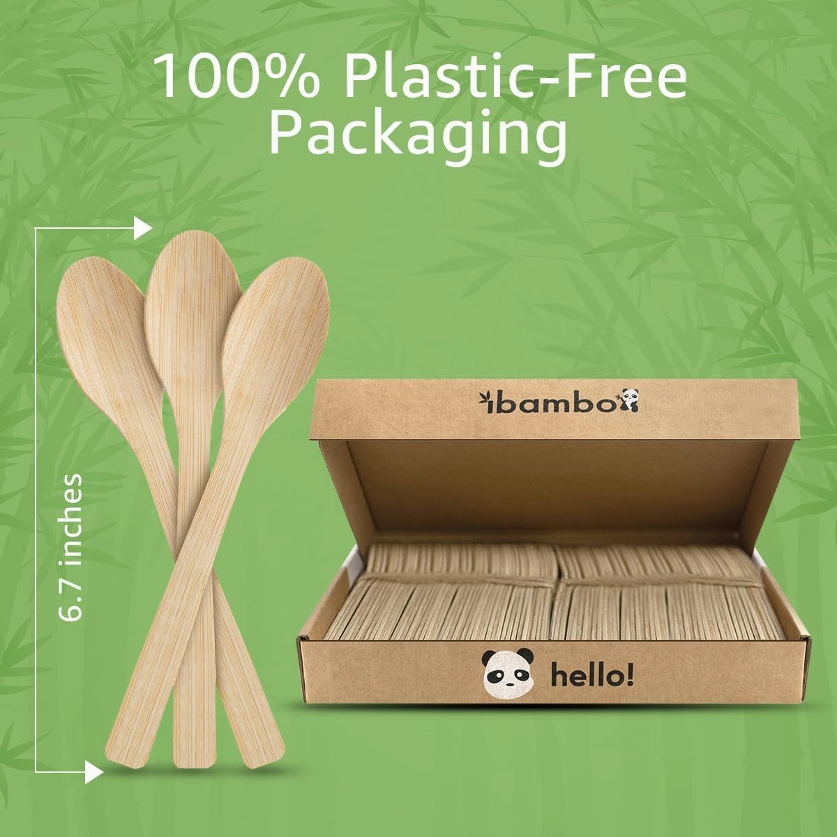 100% Bamboo Spoons Set - Eco Friendly Cutlery (600 Biodegradable Spoons) | Reusable or Disposable Bamboo Utensils | Compostable FSC Certified Silverware for Weddings, Camping, Parties