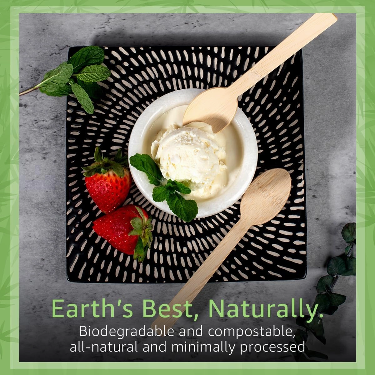 100% Bamboo Spoons Set - Eco Friendly Cutlery (600 Biodegradable Spoons) | Reusable or Disposable Bamboo Utensils | Compostable FSC Certified Silverware for Weddings, Camping, Parties