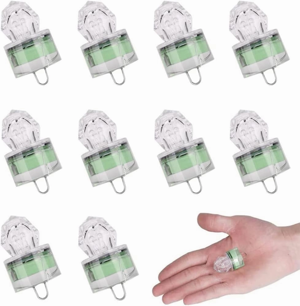 10 Pack Fishing Deep Drop Light LED, Colorful Flashing Strobe LED Fishing Lights, Underwater Fishing Light, Waterproof Attractants Diamond Lure Light for Saltwater Freshwater Tuna