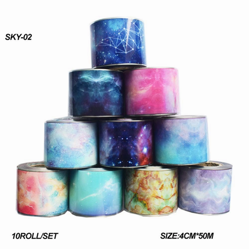 10 Rolls Nail Transfer Foil Marble Nail Art Stickers Starry Sky Pattern Nail Art Decals DIY Nails Accessories 50m×4cm Nails Foil