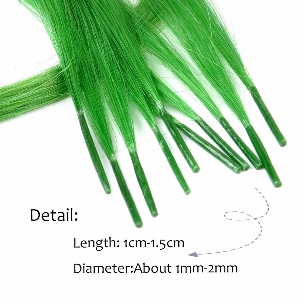 10 Strands/lot Colored I Tip Human Hair Extension For Women Girls Gift Cosplay Dress Up Party Feather Hair Extensions With Micro Beads And Pulling Needle And Pliers (20INCH, Apple Green)