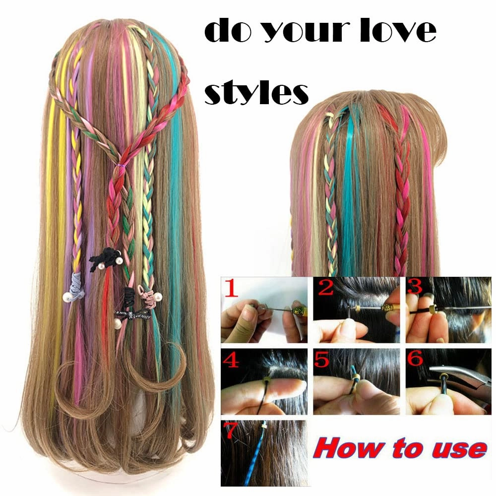 10 Strands/lot Colored I Tip Human Hair Extension For Women Girls Gift Cosplay Dress Up Party Feather Hair Extensions With Micro Beads And Pulling Needle And Pliers (20INCH, Apple Green)