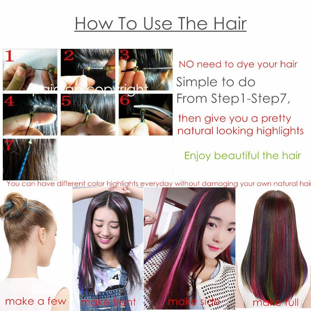 10 Strands/lot Colored I Tip Human Hair Extension For Women Girls Gift Cosplay Dress Up Party Feather Hair Extensions With Micro Beads And Pulling Needle And Pliers (20INCH, Blonde)