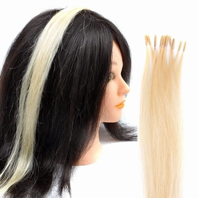 10 Strands/lot Colored I Tip Human Hair Extension For Women Girls Gift Cosplay Dress Up Party Feather Hair Extensions With Micro Beads And Pulling Needle And Pliers (20INCH, Blonde)