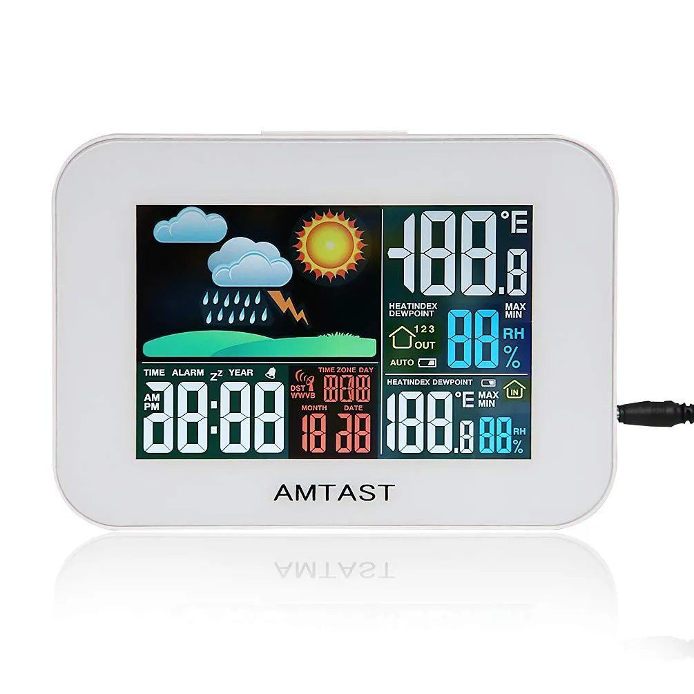110V 60Hz Wireless Weather Forecast Station Temperature Humidity Meter with Durable Weather-Resistant Remote Sensor
