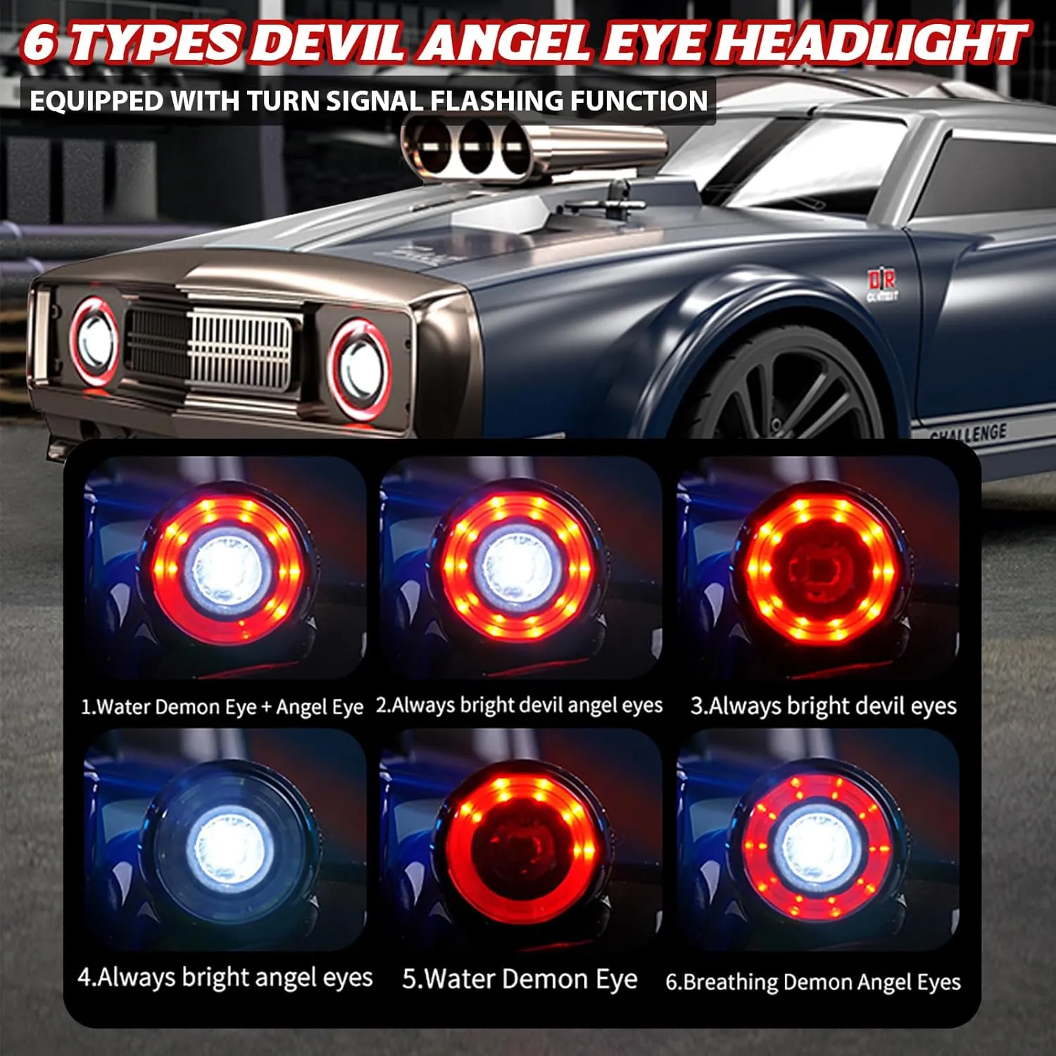 1/16 Fast RC Cars for Adults, RC Drift Car, 38KM/H High-Speed 4WD, Full Proportional Control, 6 LED Light Modes, 2 Rechargeable Batteries, RTR Drifting for Adults, Gift for Boys Kids and Girls