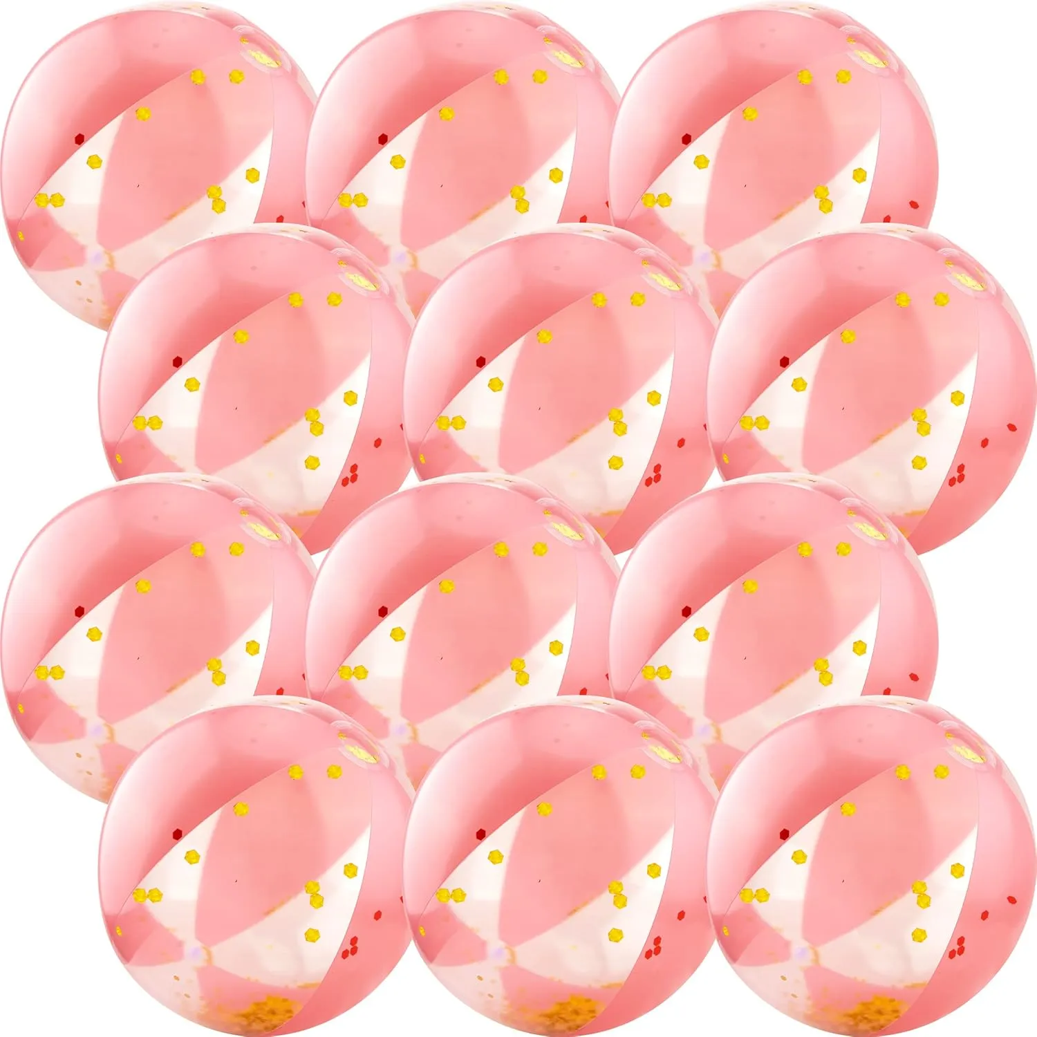 12 Pack 16 Inch Inflatable Glitter Beach Balls Blow up Confetti Beach Ball for Summer Beach Pool Party, 16 Inch After Inflation