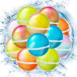 12 PCS Reusable Water Balloons Balls, Soft Silicone Quick Fill Balloons Splash Fun,Outdoor Backyard Summer Party Easy Quick Fun Water Fight Game for Swimming Pool, Summer Party Gift Pool