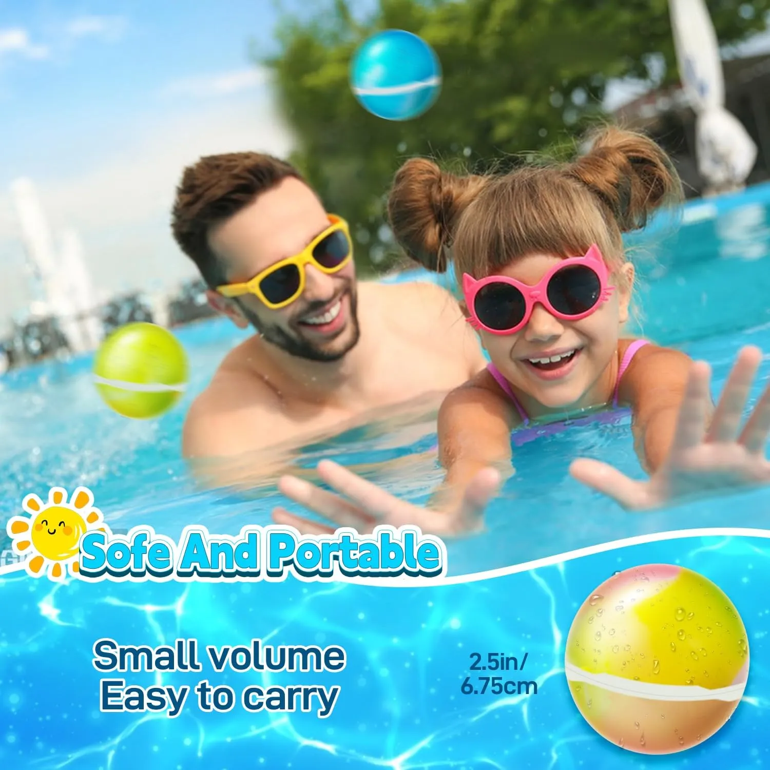 12 PCS Reusable Water Balloons Balls, Soft Silicone Quick Fill Balloons Splash Fun,Outdoor Backyard Summer Party Easy Quick Fun Water Fight Game for Swimming Pool, Summer Party Gift Pool