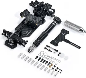 1/24 1/28 TG Racing Carbon Fiber Assembled Mini Rear Drive RWD Drift Racing Car Frame Body Kit with Wheels&Tools DIY Parts (Black)