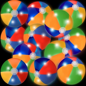 12 Pcs LED Beach Balls 16'' Colorful Jumbo Pool Balls Glow in The Dark Light up Giant Inflatable for Summer Hawaiian Tropical Theme Beach Party Decorations Water Game Accessory
