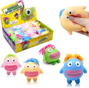 12PCS Stretchy Squishy Monster Stress Relief Ball Pulling Hair Squeezable Funny Squish Toy for Kids Birthday Gifts Party Favors Goodie Bag Fillers Carnival Prizes