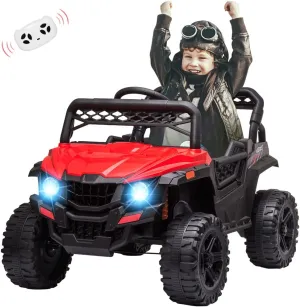 12V Ride On UTV, Kid Electric Powered Wheel Vehicle for Toddlers with Parental Remote Control,4 Wheels Spring Suspension,LED Lights,Music. Red