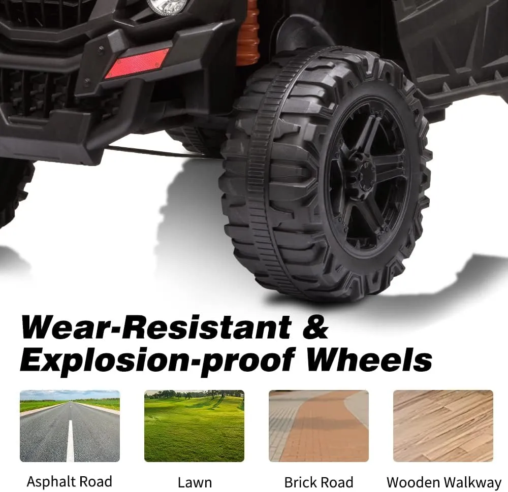 12V Ride On UTV, Kid Electric Powered Wheel Vehicle for Toddlers with Parental Remote Control,4 Wheels Spring Suspension,LED Lights,Music. Red