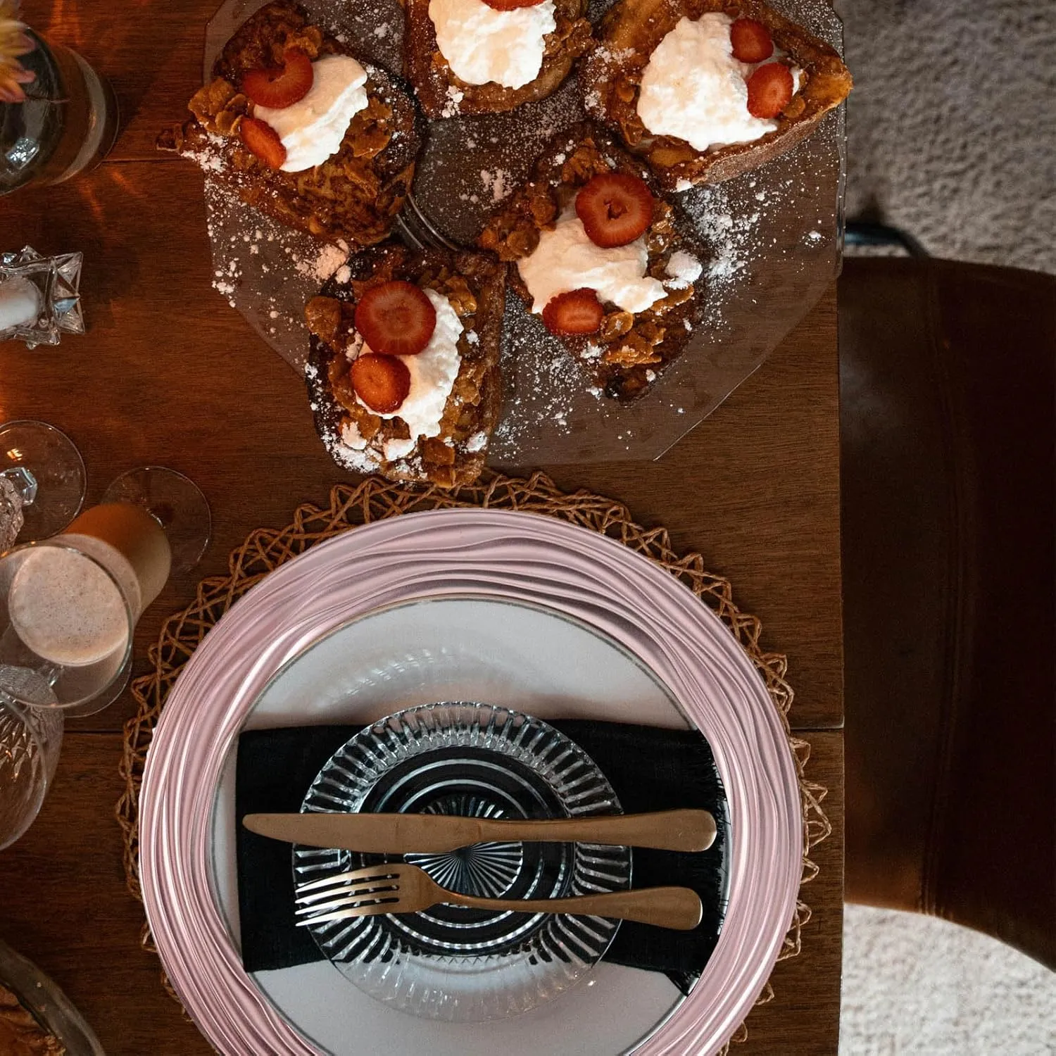 13 Inch Round Charger Plates, Set of 6, Dinner Chargers Bulk Wedding (Pink)