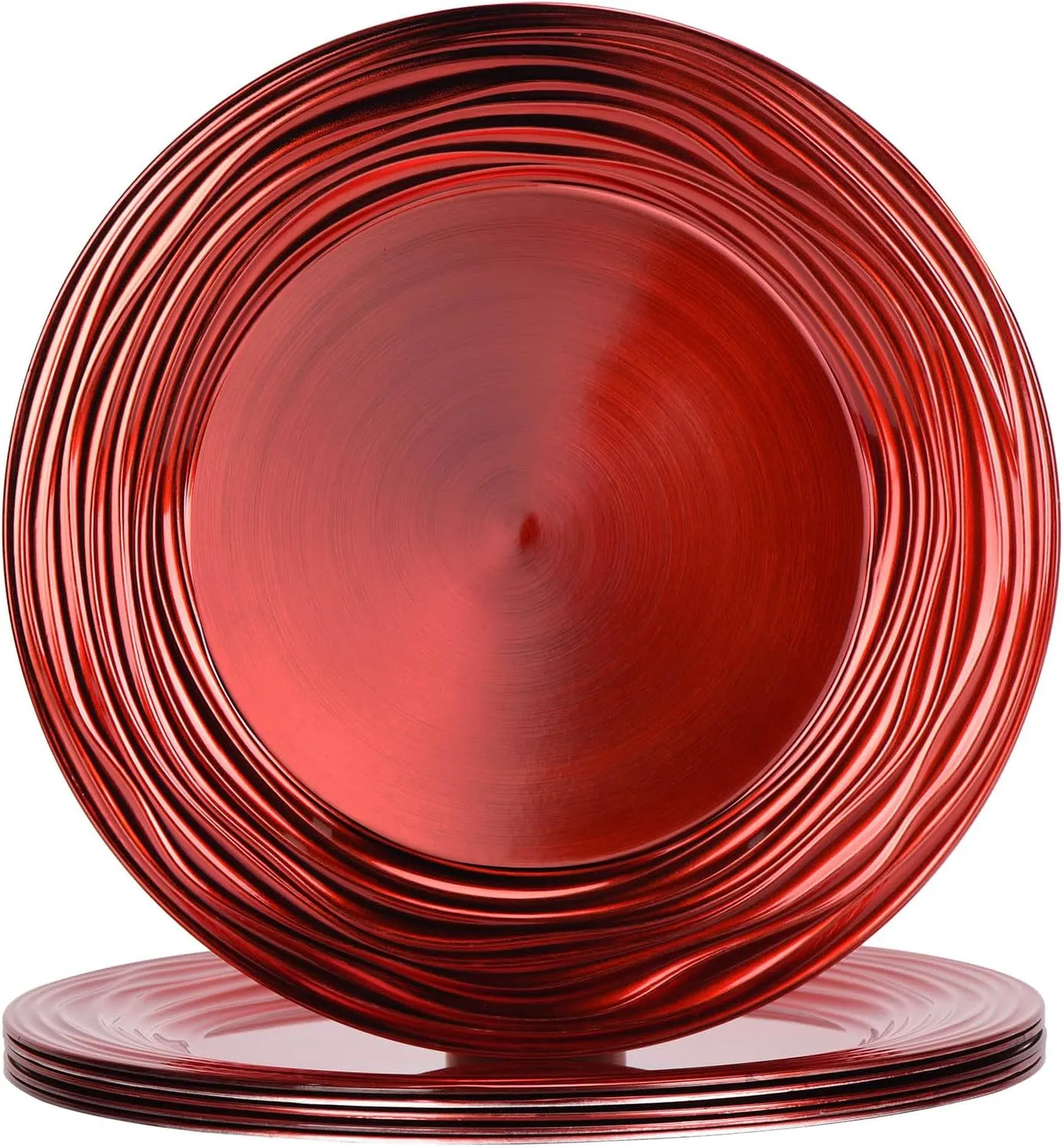 13 Inch Round Charger Plates, Set of 6, Dinner Chargers Bulk Wedding (Red)