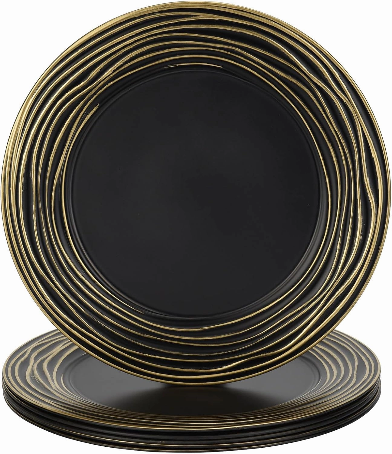13 Inch Round Charger Plates, Set of 6, Dinner Chargers Bulk Wedding (Black)