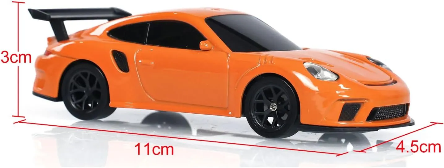 1/43 Scale RC Drift Race Vehicle Gyro 4WD R34 Mini Racing Car Ready to Go Mini Remote Control Car High Speed Model for Collection Hobby Gift Boys(Orange)
